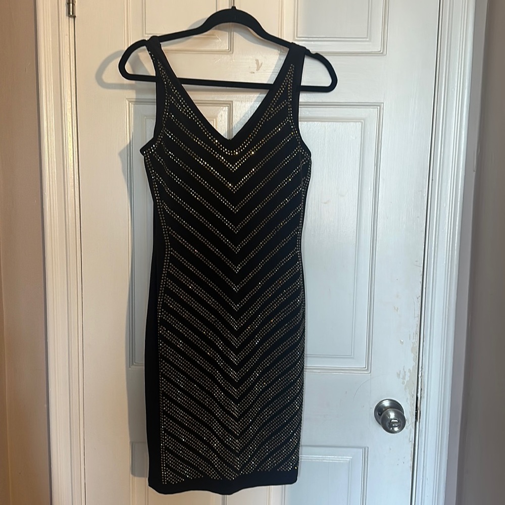 Crystal rhinestone cocktail dress brand new petite medium